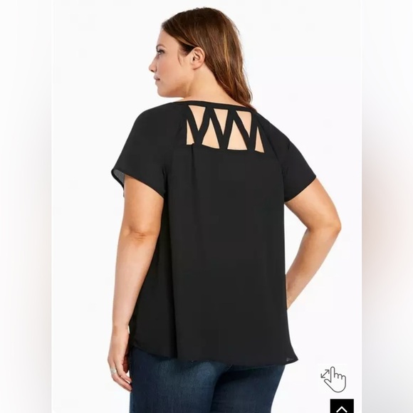 Torrid Black Georgette Cage Front Cutout Blouse - Picture 4 of 11